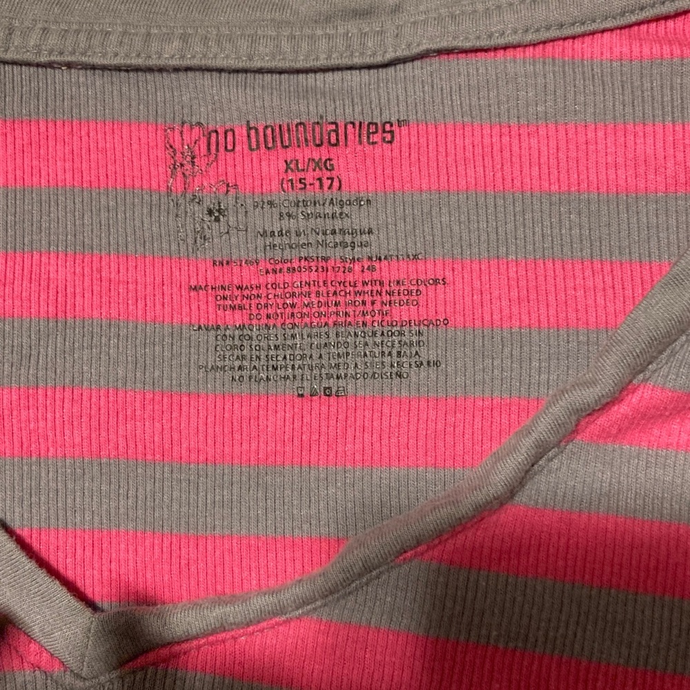No Boundaries Vibrant Pink and Gray Striped Tee